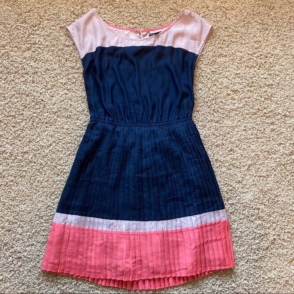 American Eagle Pleated Colorblock Open Back Dress